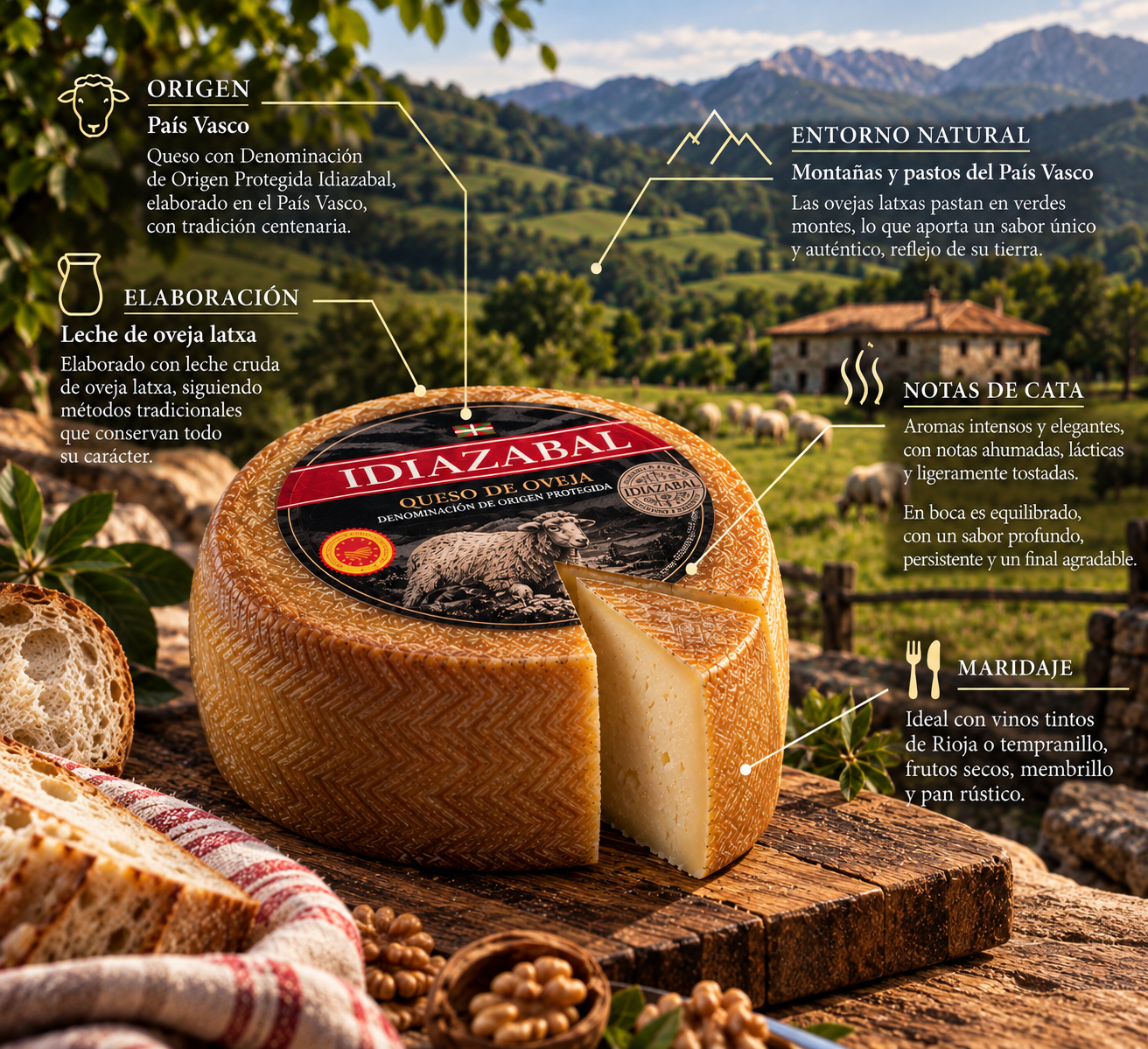 Ficha ilustrada del queso Idiazabal